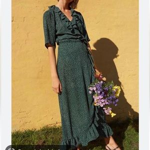 JUST green polka dot wrap dress
